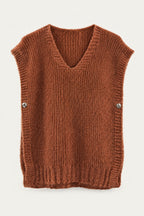 Pull sans manches en maille col V