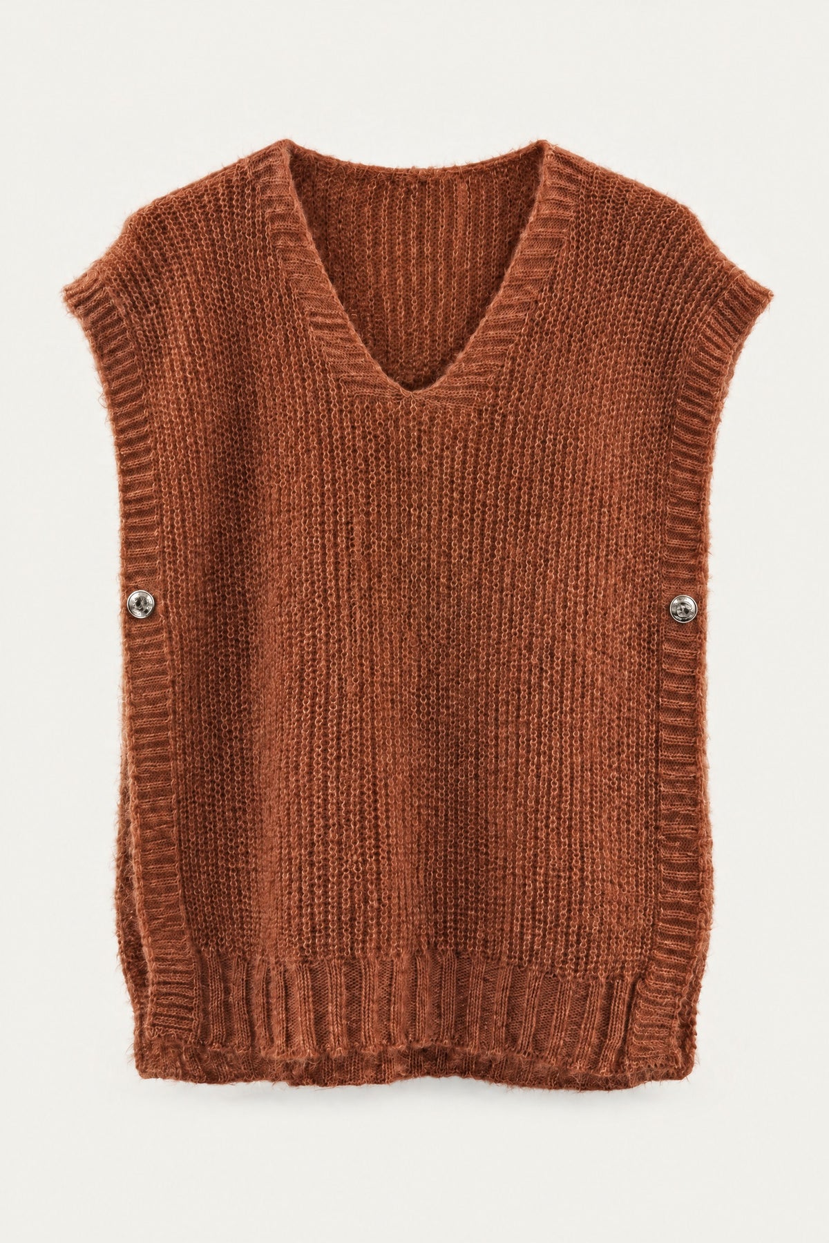 Pull sans manches en maille col V