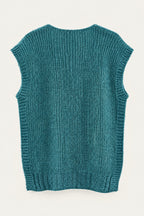 Pull sans manches en maille col V