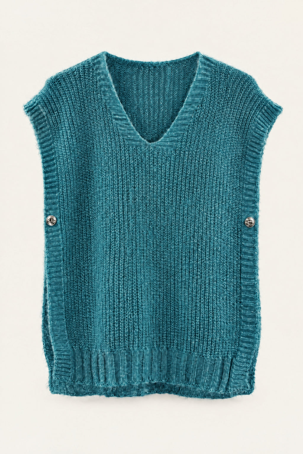 Pull sans manches en maille col V