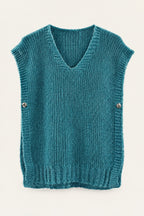 Pull sans manches en maille col V