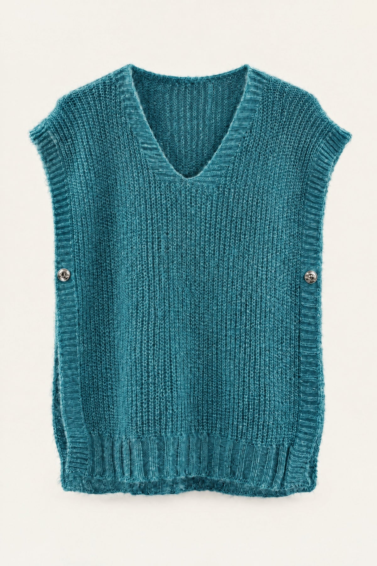 Pull sans manches en maille col V