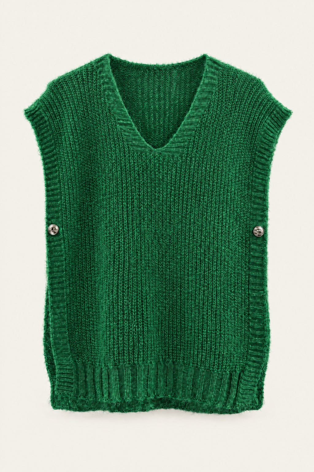 Pull sans manches en maille col V