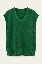Pull sans manches en maille col V