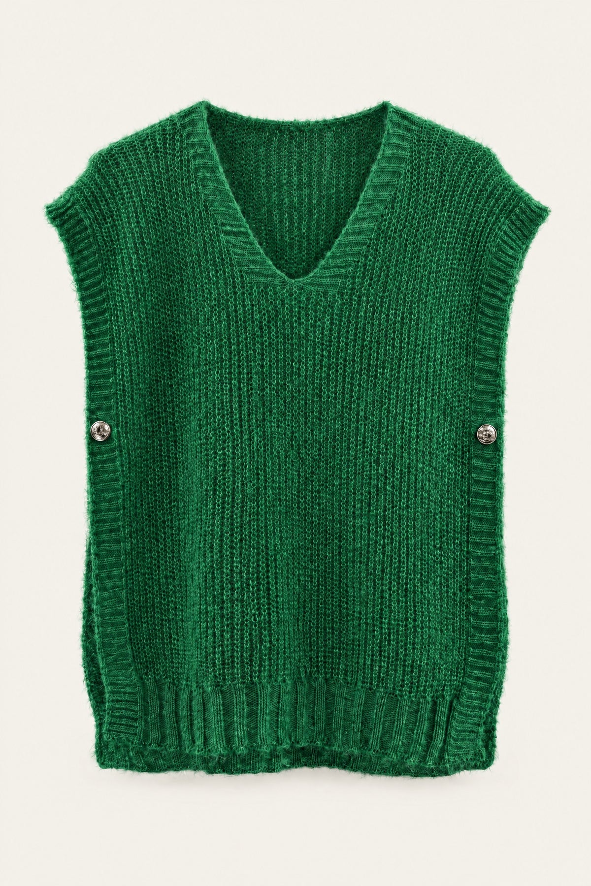 Pull sans manches en maille col V