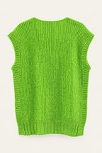 Pull sans manches en maille col V