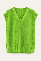 Pull sans manches en maille col V