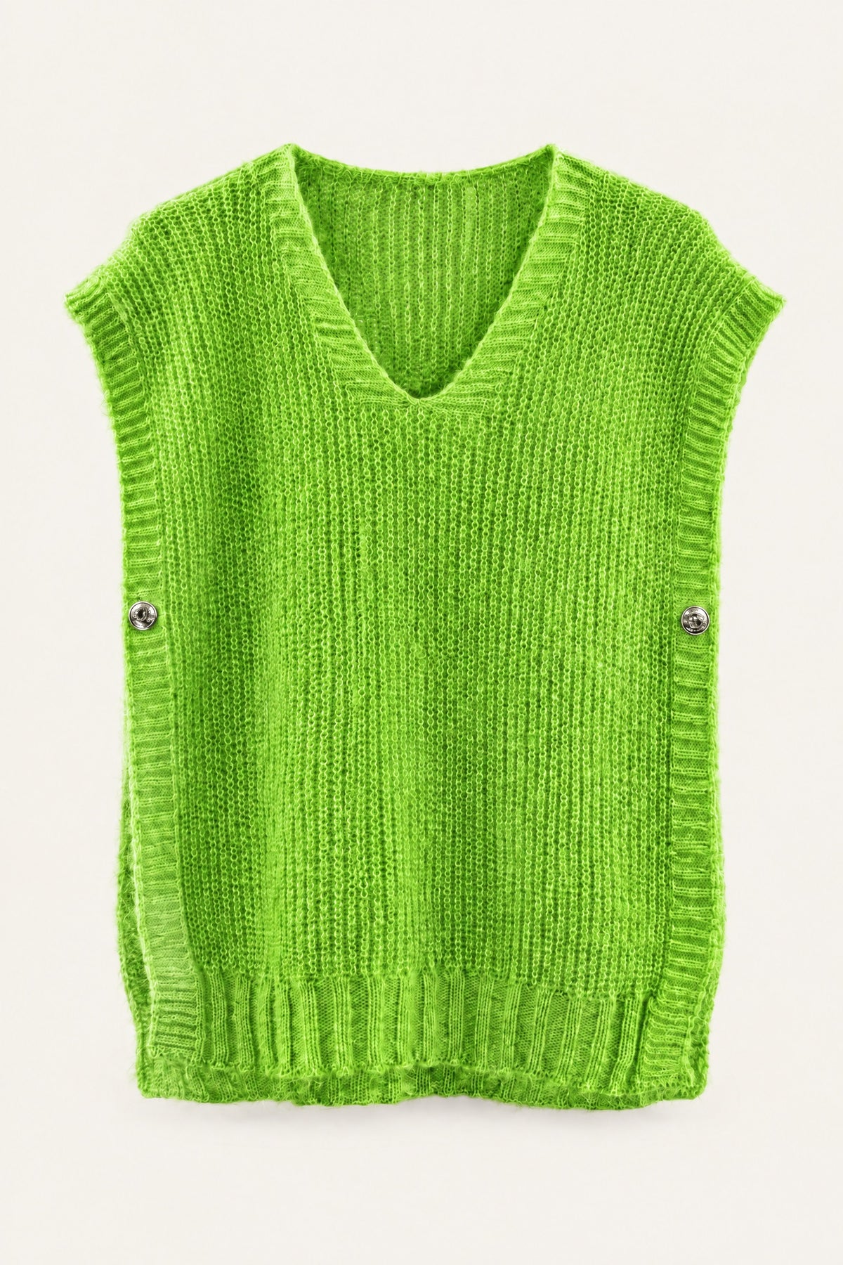 Pull sans manches en maille col V