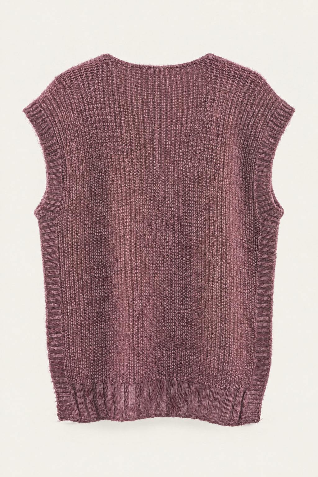 Pull sans manches en maille col V