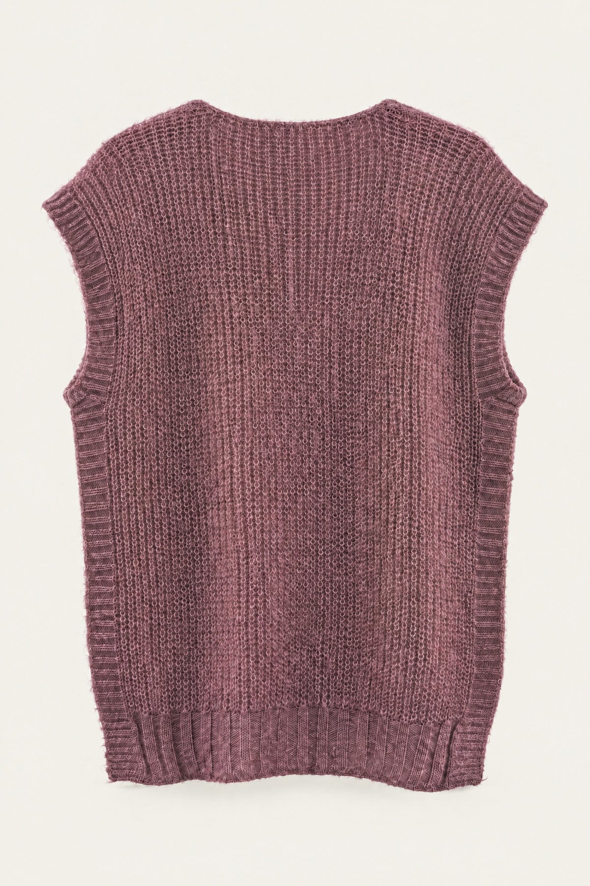 Pull sans manches en maille col V