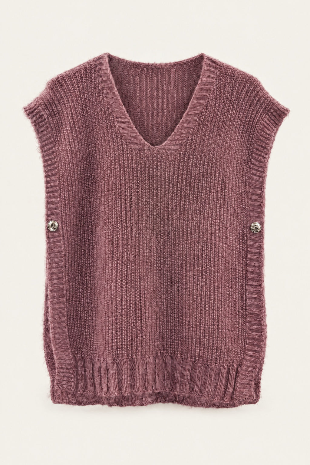 Pull sans manches en maille col V