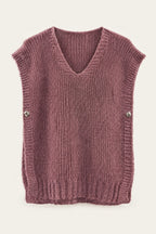 Pull sans manches en maille col V