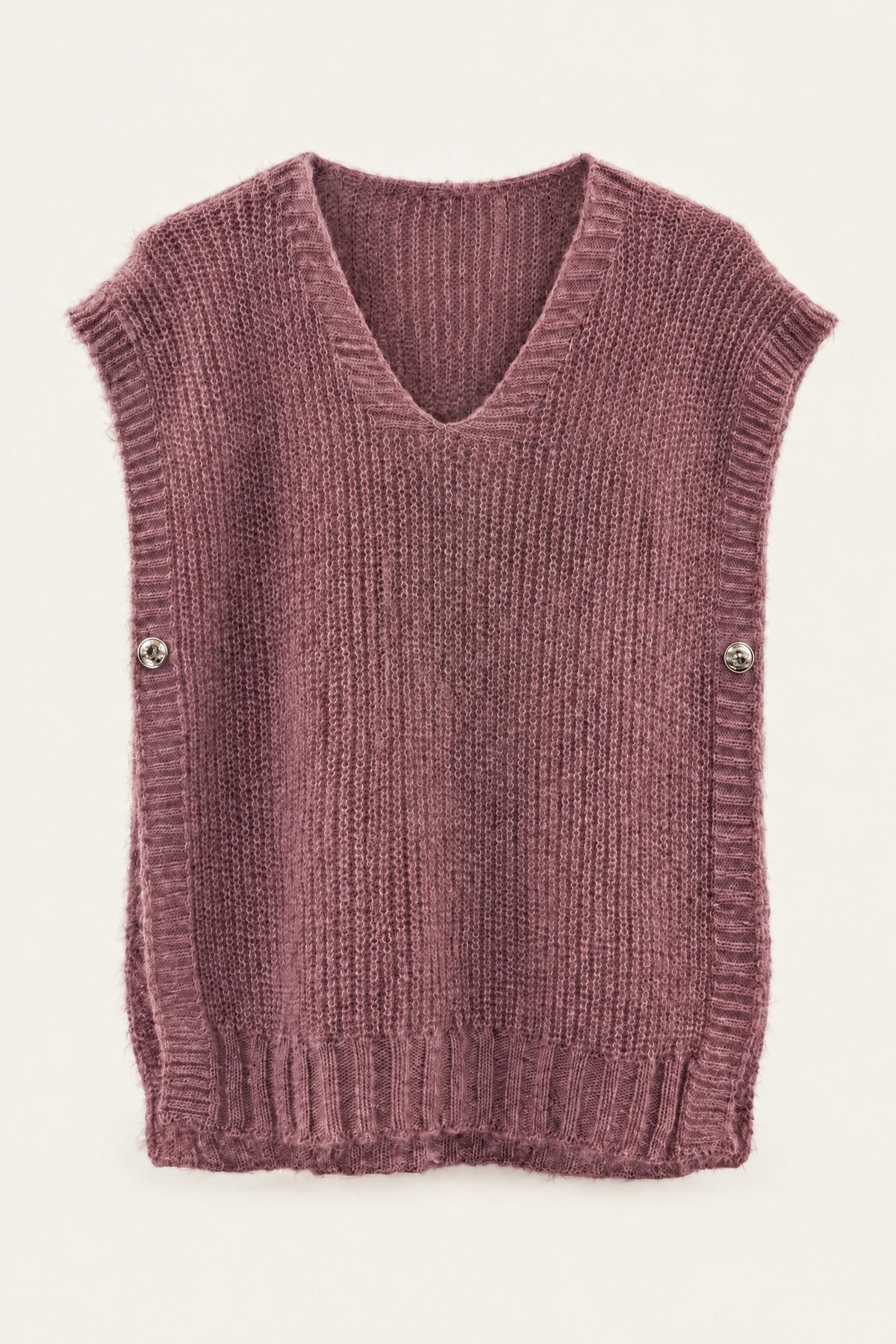 Pull sans manches en maille col V