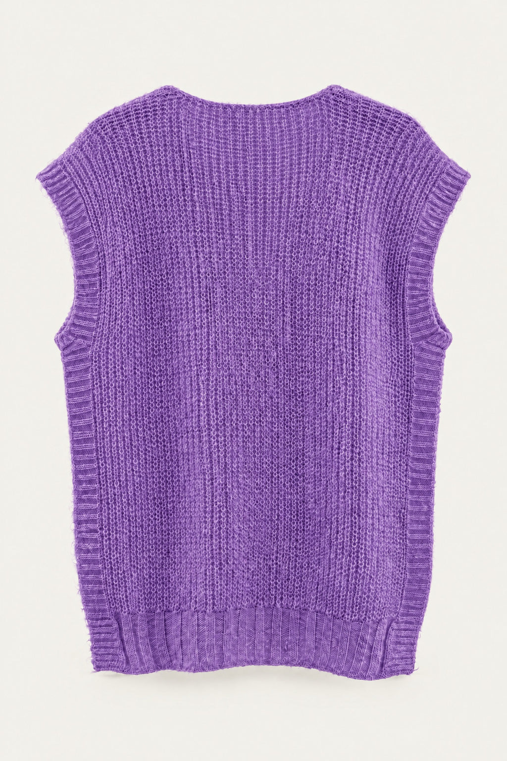 Pull sans manches en maille col V