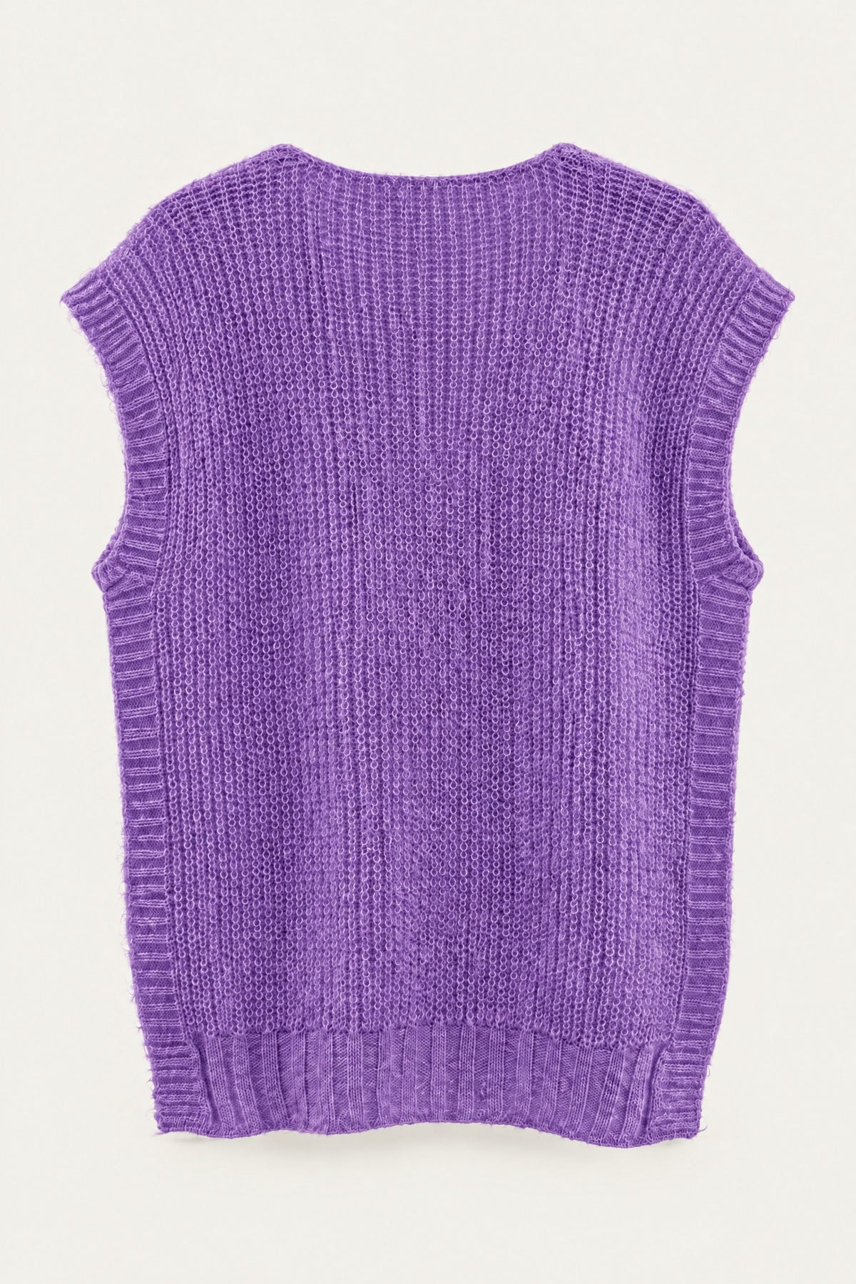 Pull sans manches en maille col V