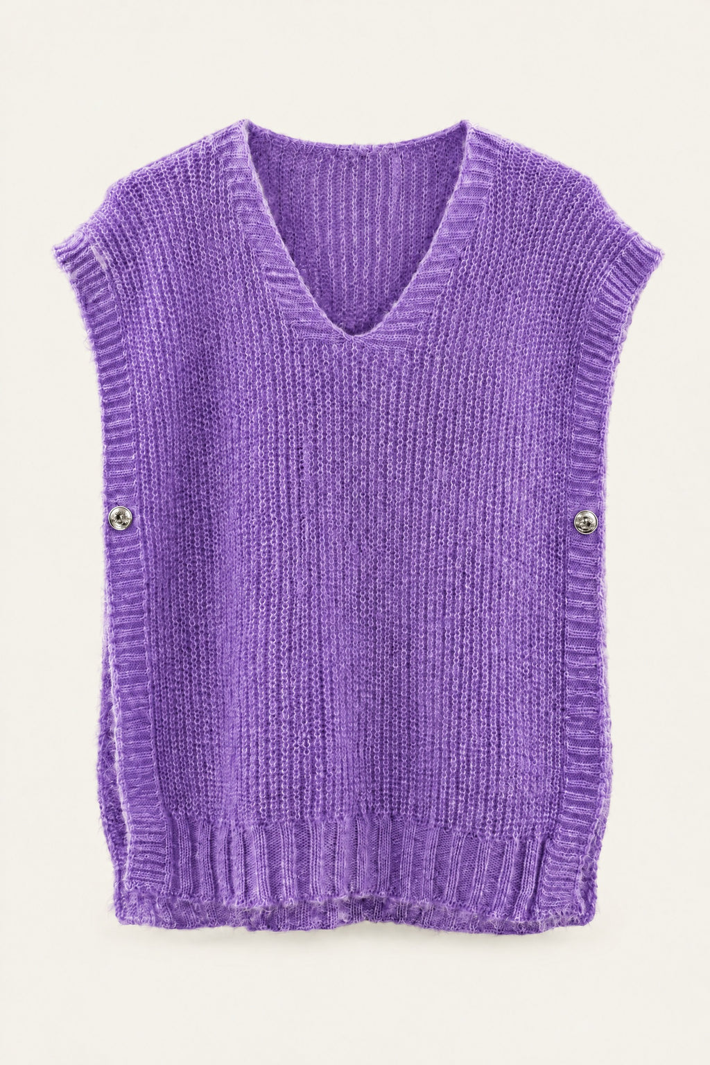 Pull sans manches en maille col V