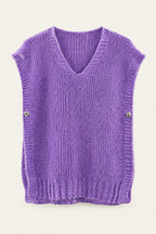 Pull sans manches en maille col V