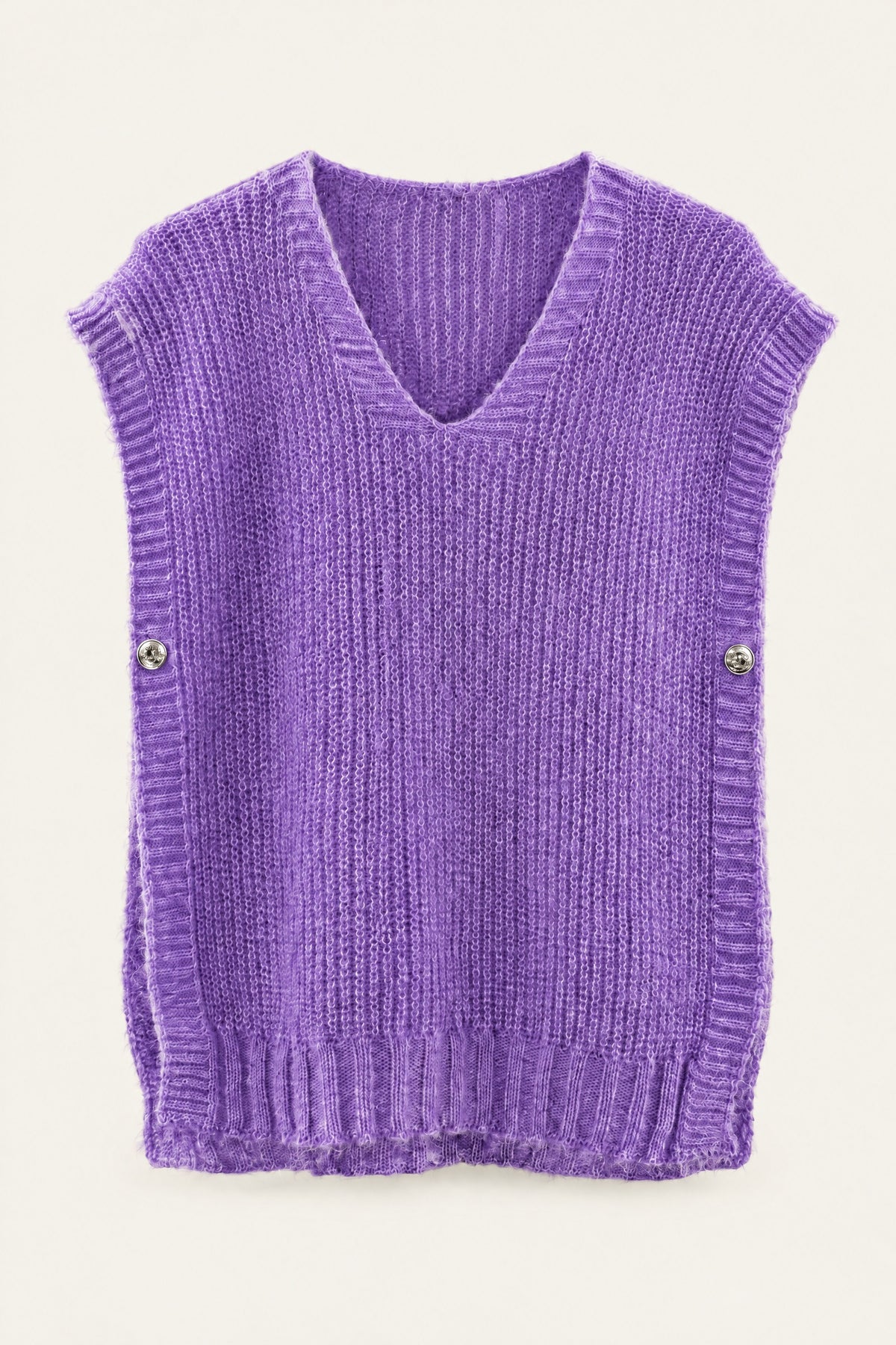 Pull sans manches en maille col V