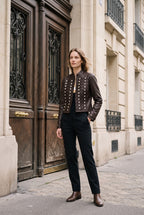 Veste officier chocolat à boutons métalliques