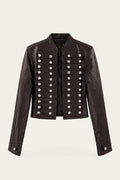 Veste officier chocolat à boutons métalliques