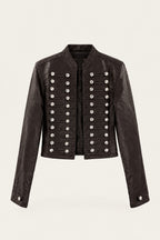 Veste officier chocolat à boutons métalliques