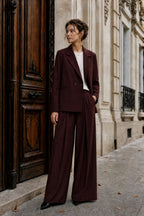 Ensemble tailleur oversize blazer et pantalon large – Bordeaux – EMORA