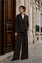 Ensemble tailleur oversize blazer et pantalon large – Chocolat – EMORA