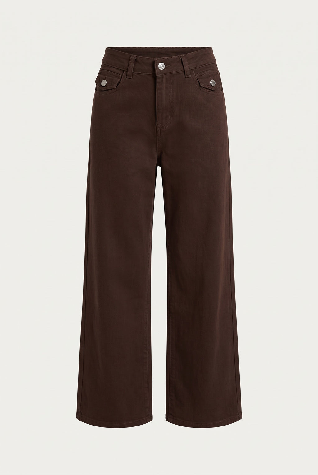 Ensemble officier veste cintrée et pantalon large – Chocolat – vue de face – EMORA