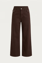 Ensemble officier veste cintrée et pantalon large – Chocolat – vue de face – EMORA