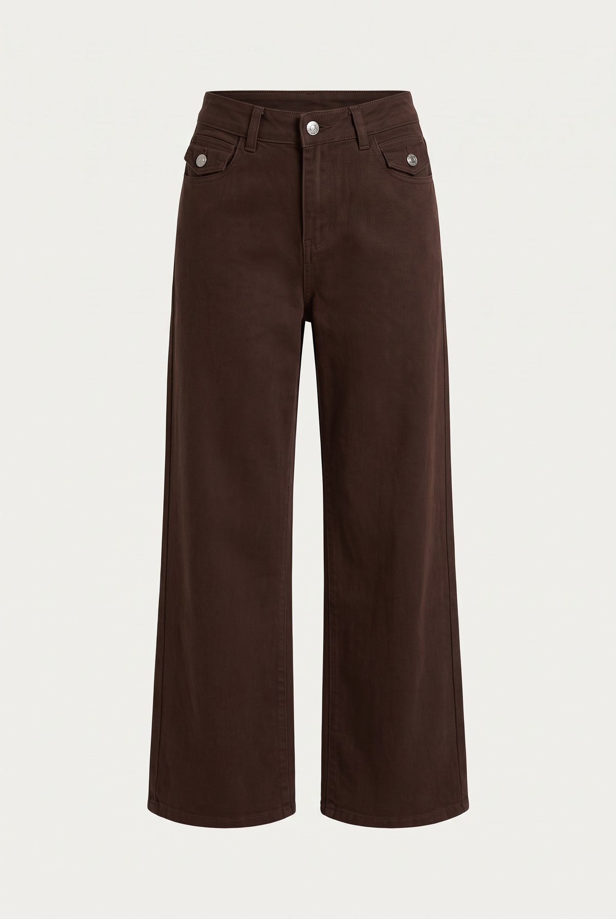 Ensemble officier veste cintrée et pantalon large – Chocolat – vue de face – EMORA