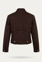Ensemble officier veste cintrée et pantalon large – Chocolat – vue de dos – EMORA