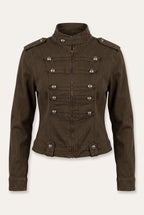 Ensemble officier veste cintrée et pantalon large – Kaki – vue de face – EMORA