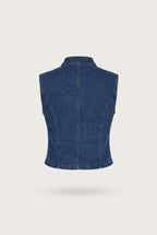 Ensemble en denim gilet officier et jean large – vue de dos – EMORA