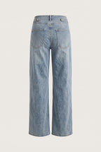 Ensemble en denim veste officier et jean large – vue de dos – EMORA