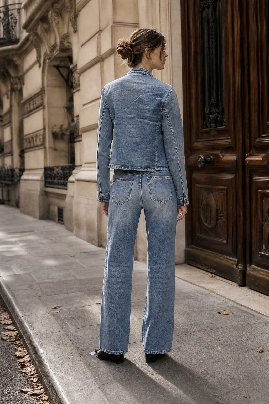 Ensemble en denim veste officier et jean large – Jean – EMORA