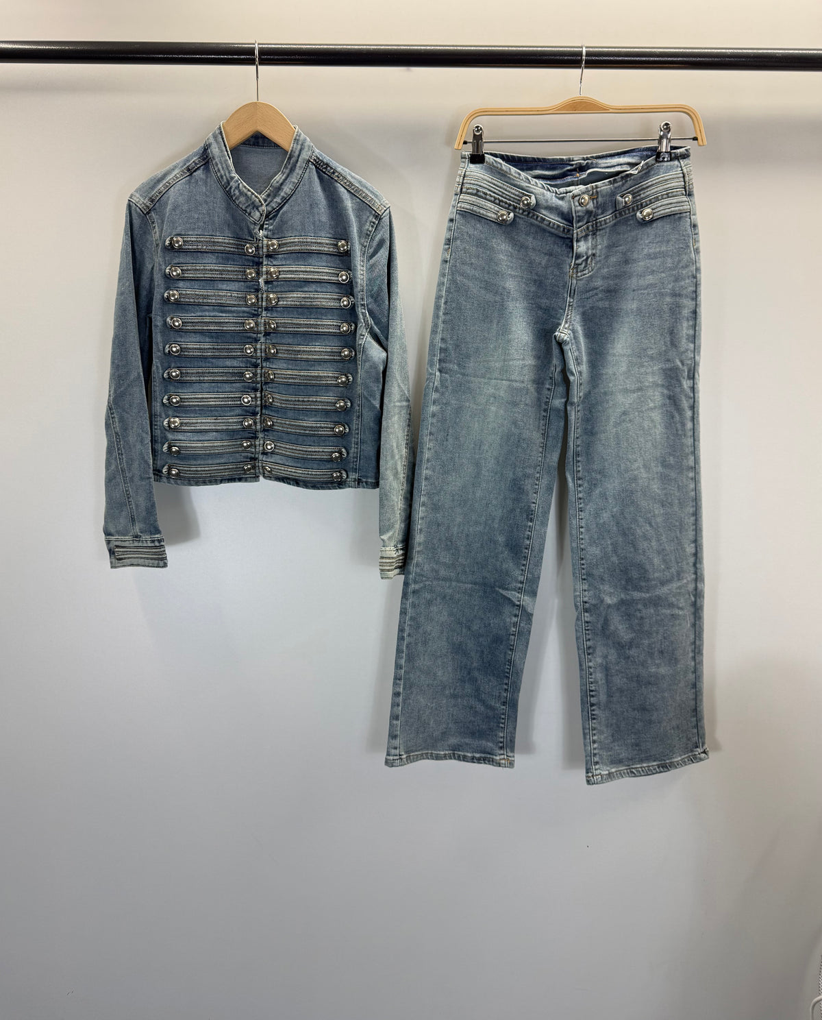 Ensemble en denim veste officier et jean large – Jean – EMORA