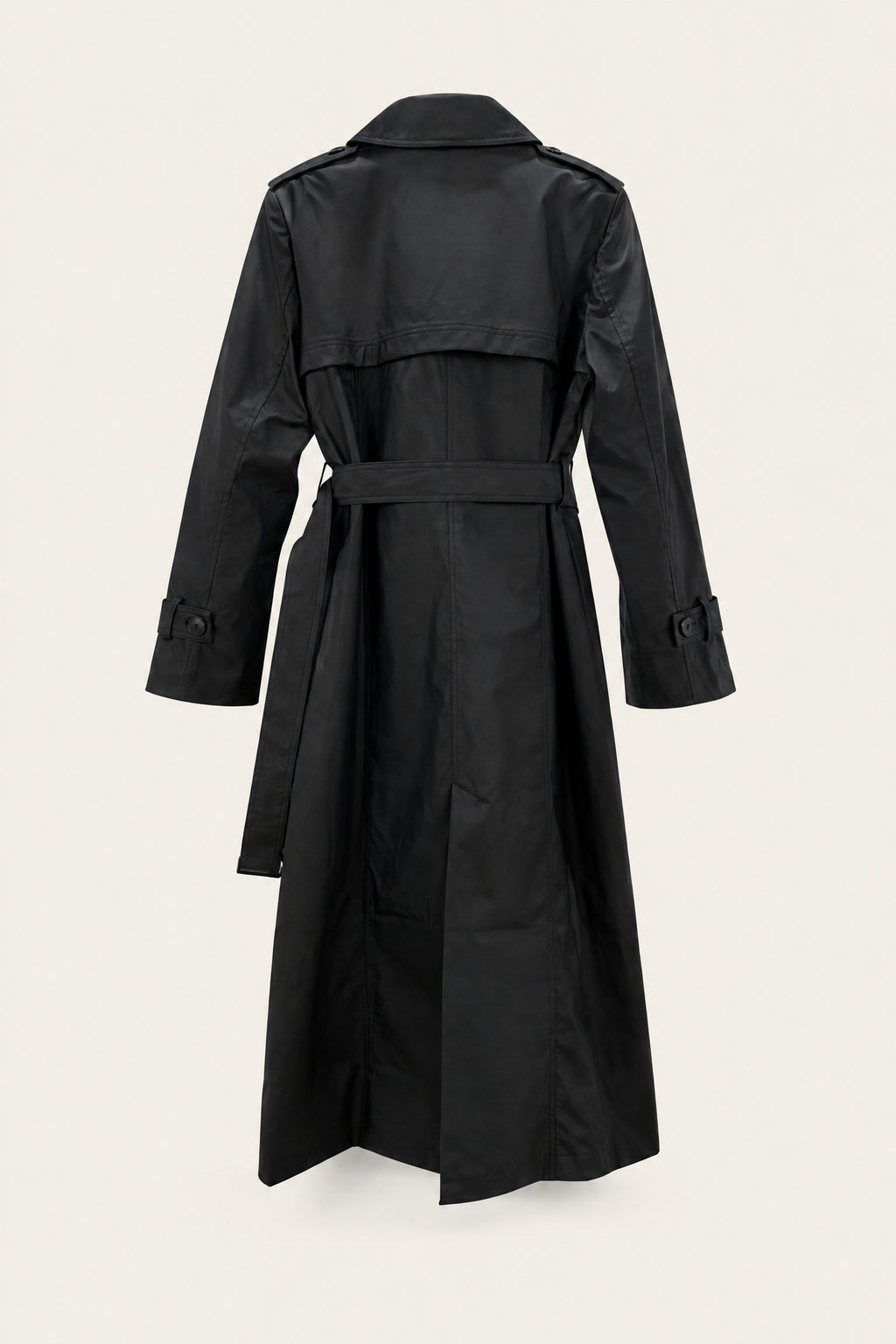 Trench long en similicuir – Noir – vue de dos – EMORA