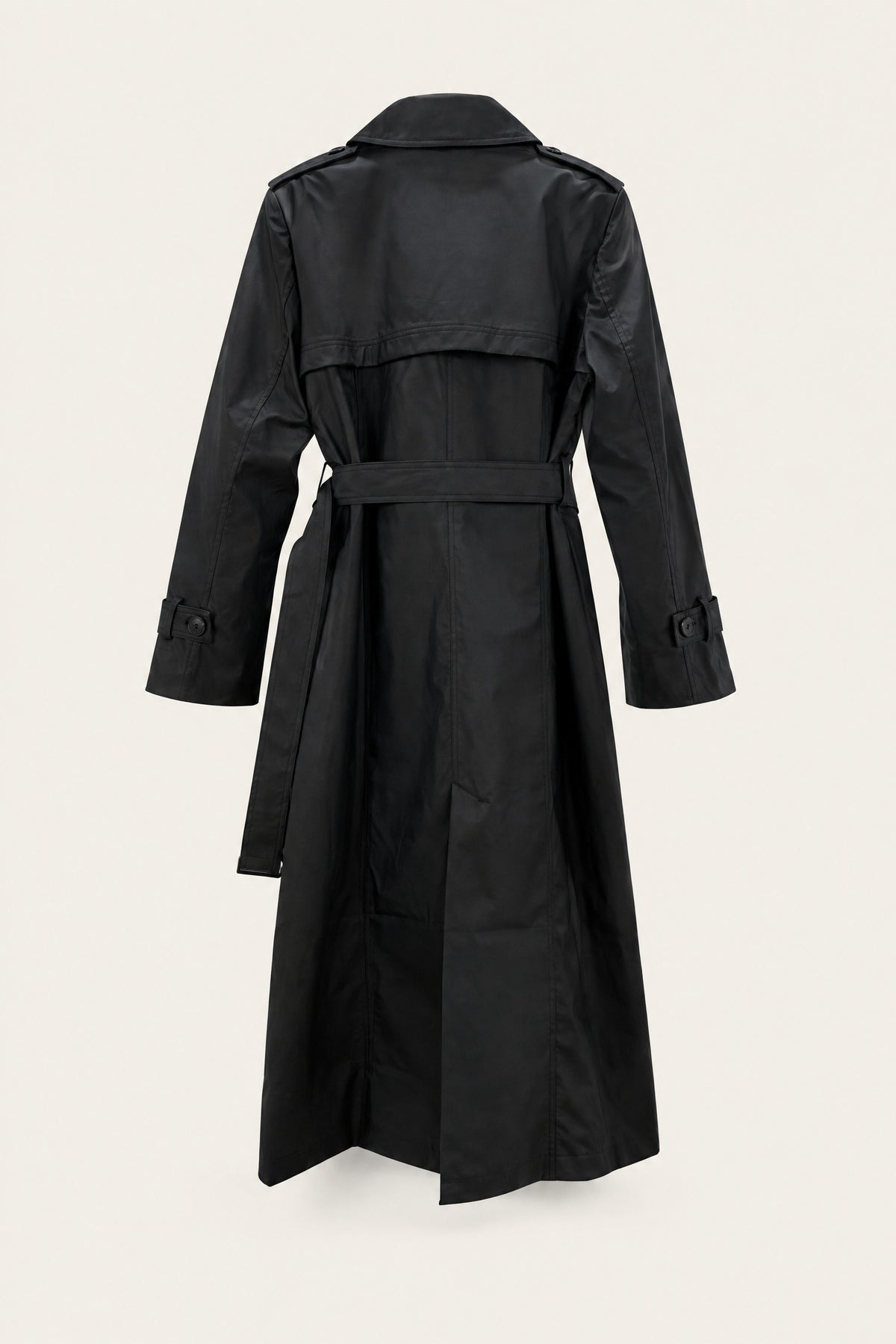 Trench long en similicuir – Noir – vue de dos – EMORA