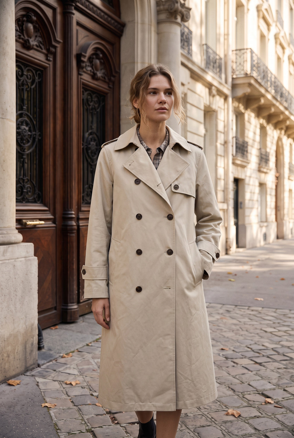 Trench long ceinturé – Beige – EMORA