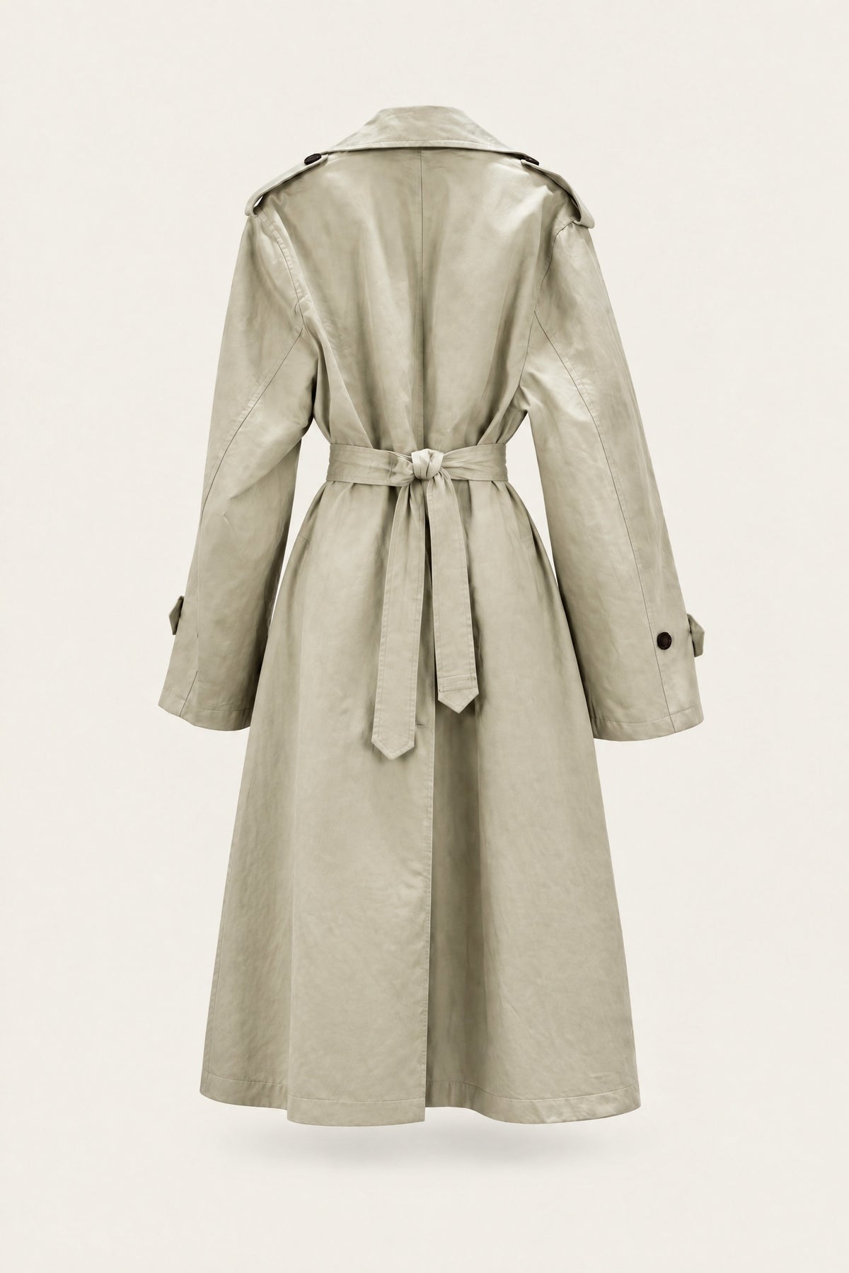 Trench long ceinturé – Beige – vue de dos – EMORA