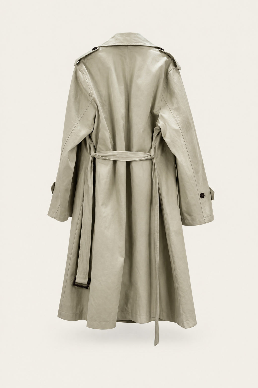 Trench long ceinturé – Beige – vue de dos – EMORA