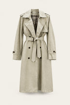 Trench long ceinturé – Beige – vue de face – EMORA