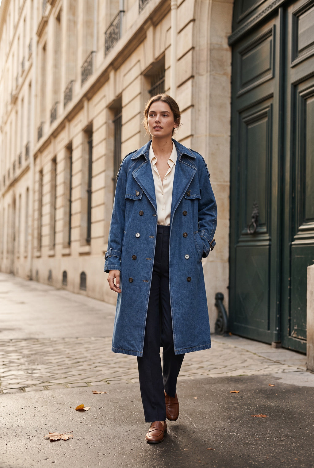 Trench long en denim – Jean – EMORA