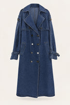 Trench long en denim – vue de face – EMORA