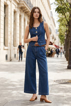 Ensemble en denim gilet cintré et jean large – Jean – EMORA