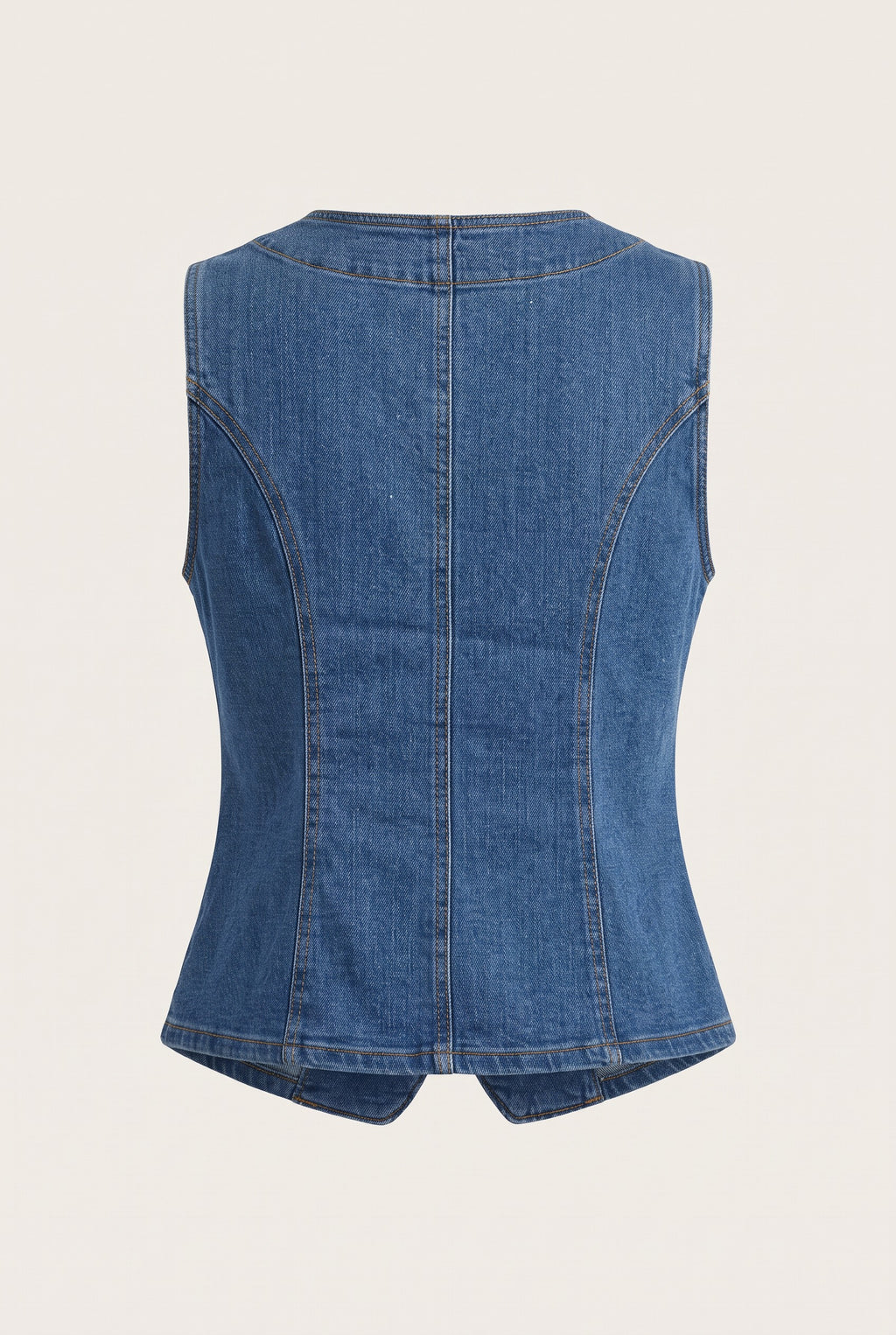 Ensemble en denim gilet cintré et jean large – vue de dos – EMORA