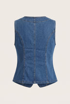 Ensemble en denim gilet cintré et jean large – vue de dos – EMORA