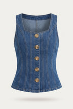 Ensemble en denim corset et jean ballon – vue de face – EMORA