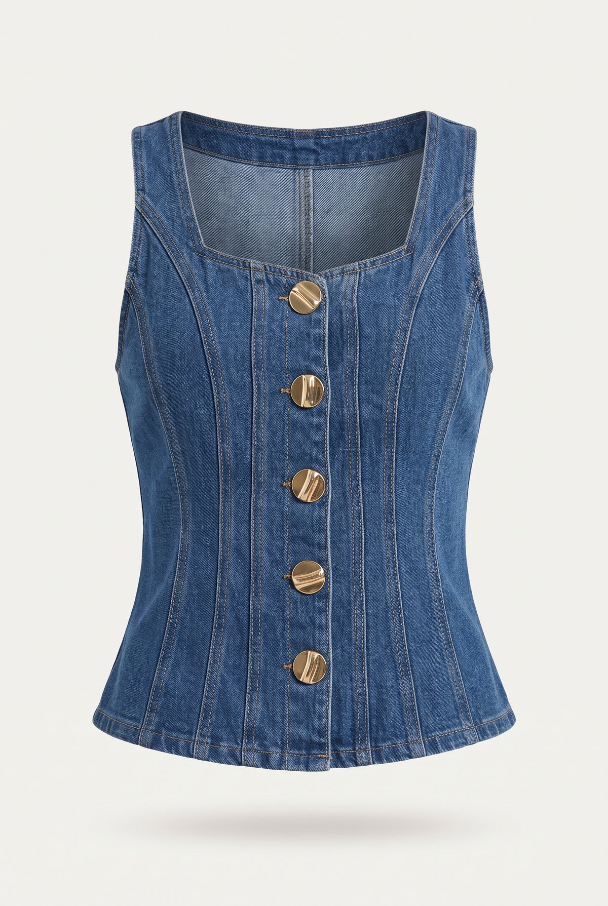 Ensemble en denim corset et jean ballon – vue de face – EMORA
