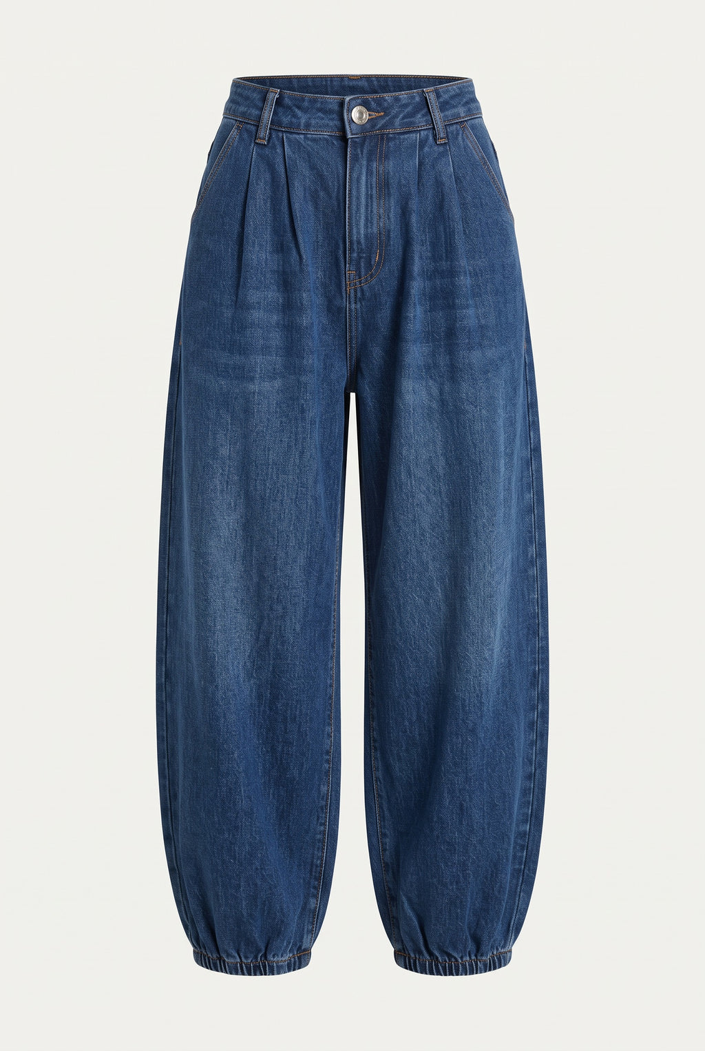 Ensemble en denim corset et jean ballon – vue de face – EMORA